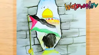 Palestine drawing/ easy Palestine flag drawing / Freedom Palestine drawing/ free Palestine
