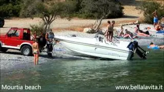samos 2013 , Mourtia beach man puts a boat in the sea
