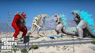 ScarKing, Dragon Skeleton Godzilla vs Godzilla, Godzilla Minus One - Epic Battle ( GTA V Mods )