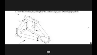 Draw the elevation, plan, & right profile for following figure in third angle projection: | part(a)