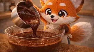 Little Fox Makes a Molten Chocolate Cake 🍫 | Cute Cooking Animation#Fox #cute  #MoltenChocolateCake