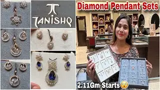 2.11Gm Starts🔥Tanishq Diamond Pendant Set Designs & Price| Lightweight Diamond Earrings Pendant Set