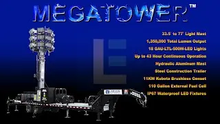 77' Hydraulic LED Megatower&trade; Stadium Light Tower - 33' Trailer - 500W Fixtures