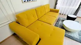 Colțarul Edison Galben &ndash; Extensibil, cu Lada și Design care Atrage Privirile