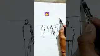 🔥Easy Human drawing - Perspective #easytodraw #humandrawing #perspectivedrawing #shorts