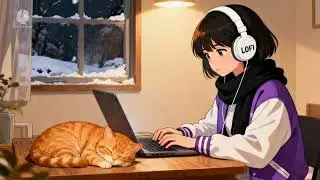 Cozy Winter Night Lofi 🌙🐱 Calm Study Beats for Late Focus