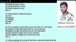 Electrical Bits For JLM SSC JE RRB JE SE TRANSCO NPDCL UPPSC KTPCL SPDCL Part - 2