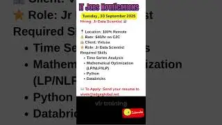 Jr Data Scientist Job   Remote Sept 30, 2025