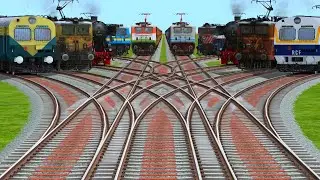 😱10 Trains Run By Daimond Railroad Tracks | bumpy cross over railroad crossing tracks 