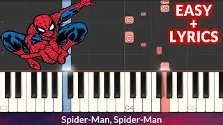 Spider-Man Original Theme Song EASY Piano Tutorial + Lyrics