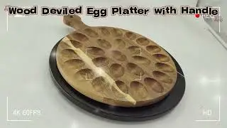27 Holes Round Acacia Wood Deviled Egg Platter with Handle, Deviled Egg Tray Holder#eggtray #wood