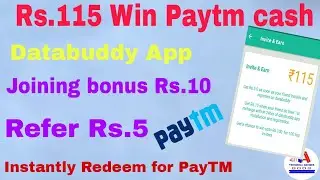 Databuddy App joining bonus Rs.10 Refer Rs.5 And Win Rs.115/ Redeem in Paytm