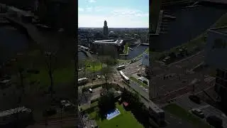 Drone hyperlapse video in 4K - A crossing of the city Zwolle in Holland