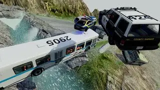 Downhill Madness on CrashHard &ndash; Extreme Bus & Police Mayhem in BeamNG.drive! | CRASHXTREME