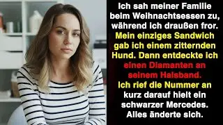 Meine Familie aß drinnen, ich saß draußen und fütterte einen Streuner. Sein Halsband hatte