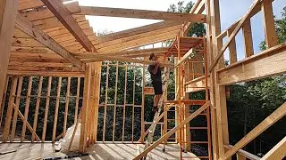DIY House Build Ep.26: Raising the upper roof rafters