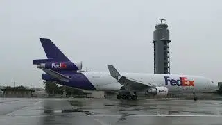 FedEx MD-11F N643FE FX6127 taxi E & take off RWY 23L RCTP 9-Jul 25