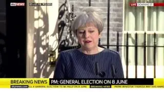 UK Prime Minister Theresa May Calls Snap General Election on 18th April