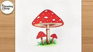 How to draw Mushroom - step by step || Very easy drawing