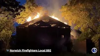 Fire burns inside old Norwich State Hospital building