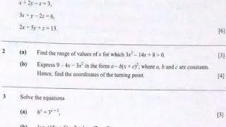 2023 ECZ ADMA P2, Question 2 (Quadratic inequalities and Expressions a - b(x+c)&sup2;