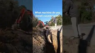 Installing 18&rdquo; Concrete Culvert with Kubota KX033-4 #kubota #excavator  #construction