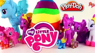 &hearts; GIANT Play-Doh Rainbow Surprise Egg My Little Pony Princesses Pop Pinkie Pie DJ Pon-3 Rainbow Dash