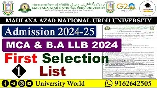 Manuu MCA & B.A LLB 1st Selection List & Document Verification 2024 @UniversityWorld
