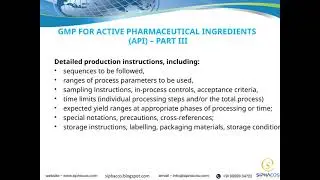#31 SIPHACOS GMP For Active Pharmaceuticals Ingredients API  Part III