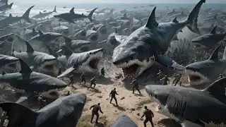 A mutated giant shark fights a fierce battle of the century with men on land!【陆行鲨 Land Shark】