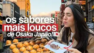 Comida de rua no Japão. Eu provei TUDO em Osaka (me surpreendi)