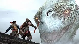 Kratos Throws His Axe and Awakens The World Serpent J&ouml;rmungandr 4K- God of War Scenes