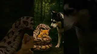 Tiny Cat vs Giant Snake 😱 Dog Just Watches?! #unbelievable #dogscare #dangerous
