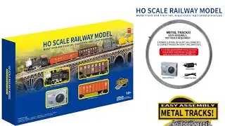 HO Scale Railway Model  Metal Track Train Set Realistic Locomotive & Hopper Cars