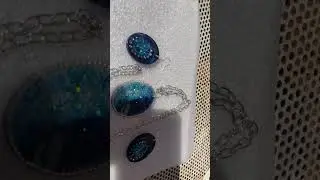 #502 UV Resin Sky Blue and Glitter Earings and Pendant