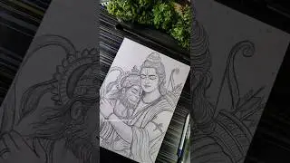 Lord Shree Ram and Hanuman Ji drawing ❤️&zwj;🩹🚩😍 Hanumanji Drawing #shorts #ram #hanumanji #bajrangbali