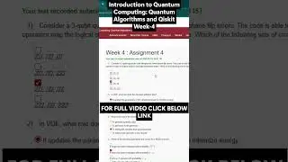 NPTEL Introduction to Quantum Computing: Quantum Algorithms & Qiskit Week 4 Assignment Answers