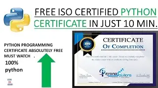 Python Programming Free Certification | ISO Certified Python Certificate With Python Course| #python