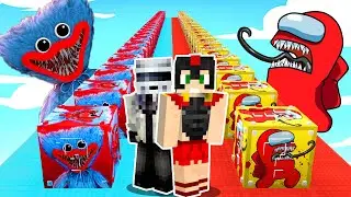 DESAF&Iacute;O de LUCKY BLOCK de POPPY PLAYTIME vs AMONG US IMPOSTOR😱😂 CARRERA DE LUCKY BLOCKS MINECRAFT