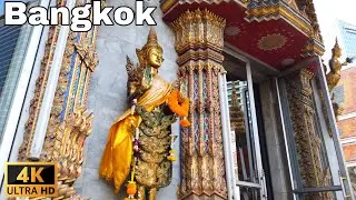 Walking around to see architecture of Hua Lamphong Temple, Thai temple [Bangkok walking tour 4K]