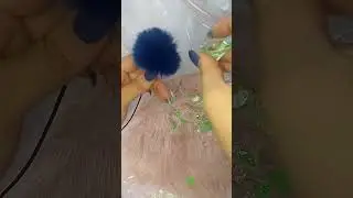 Blue mini mic &mdash; pink fur brushing, green gem tapping & tktk sounds 💙🌸💎✨