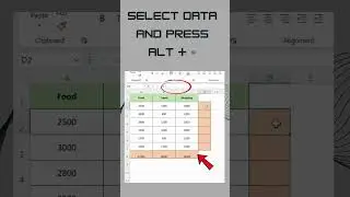 Add Numbers in Excel WITHOUT Typing SUM! 🔥| Excel Shortcut #excel #excelforbeginners #shorts #short