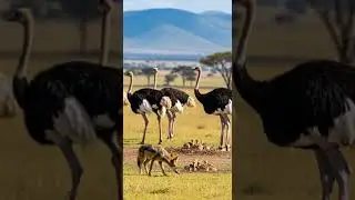 Ostrich Mother Strikes Again &mdash; Wolf Never Wins The Battle #wildlife #nature #animals