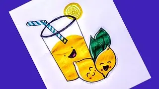 How to draw cute lemonade | How to draw cute Drink easy | Lemon juice drawing