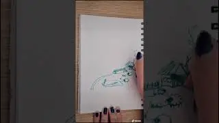 Easy #singlelinedrawing - windmill on a farm with sheep -day34/100 #shorts #drawing