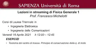 2021 04 16 Esercizi Teorema centro di massa Teoria Sistema del centro di massa