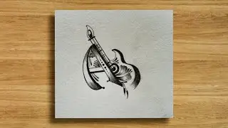 How to make // new Stylish A letter and guitar 🎸 mix tattoo drawing ✍️ || #viralvideo