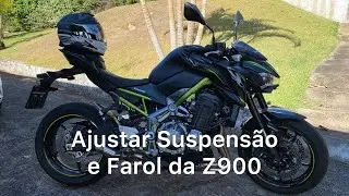Kawasaki Z900 2020 - ajuste da suspensão e do farol