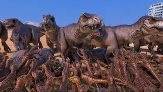 500 velociraptors vs 30 T-Rex Intense Dino on Dino Action - UEBS Ultimate Epic Battle Simulator