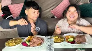 कोदोको ढिँडो,आलु भुजुरी, खसीको मासु दाल ट्वाक्क अचार mukbang || Nepali Mukbang in usa